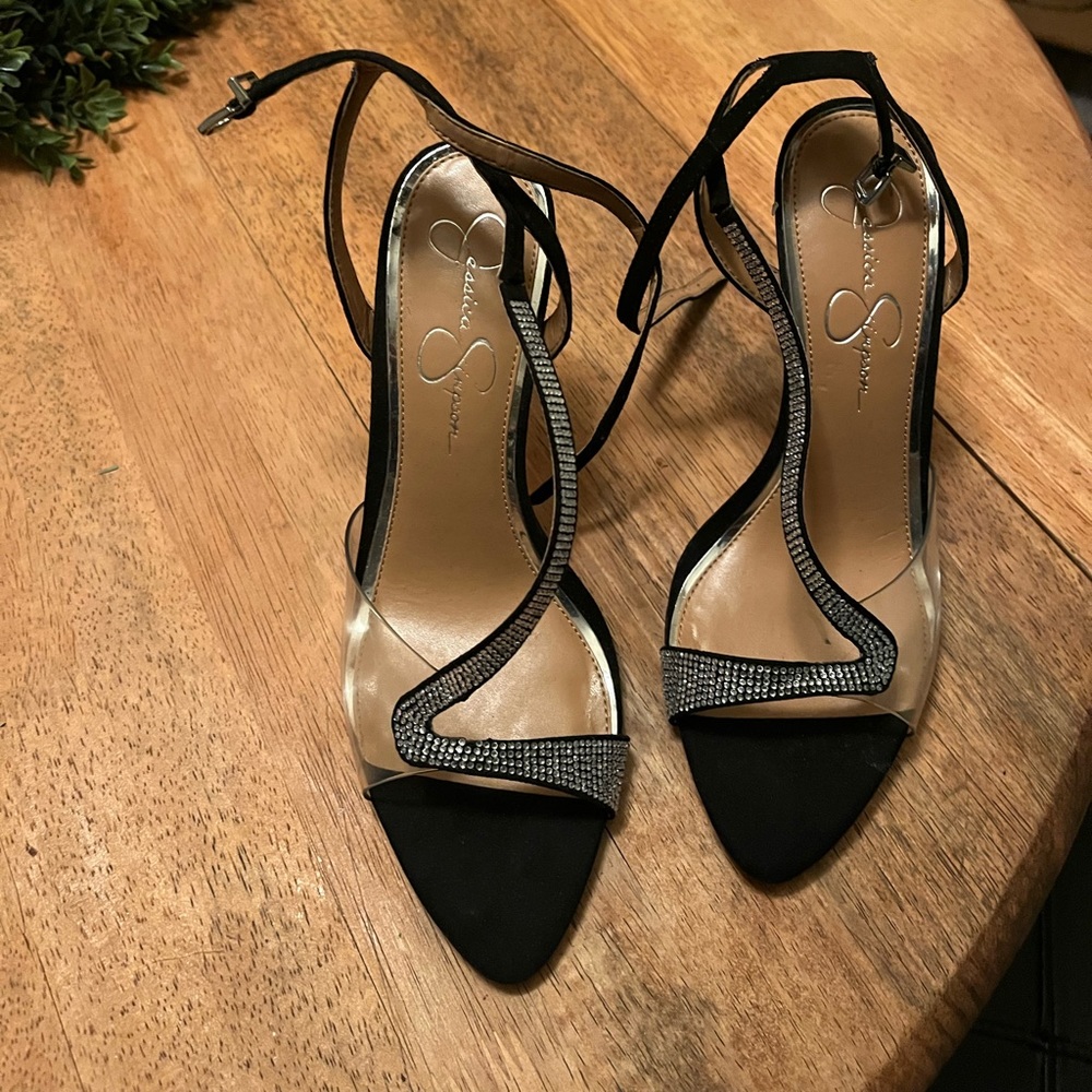 Black and rhinestone Jessica Simpson heels - Picture 1 of 4